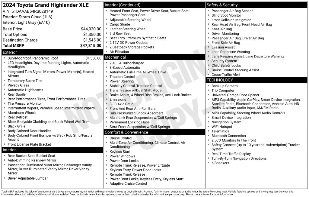 2024 Toyota Grand Highlander