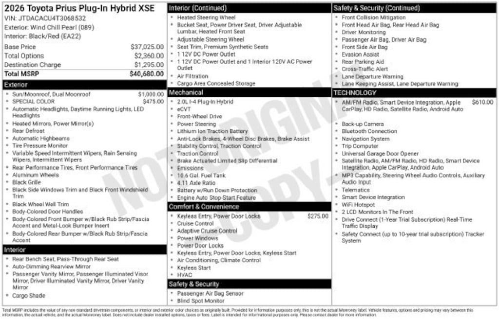 Used 2026 Toyota Prius Plug-In Hybrid XSE Hatchback
