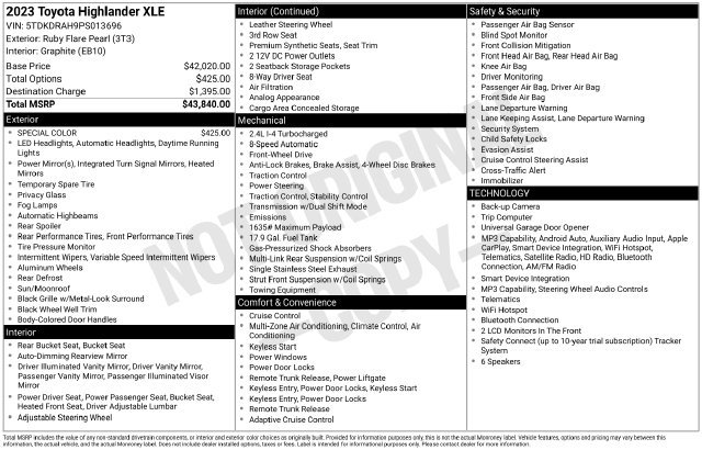 Used 2023 Toyota Highlander XLE SUV