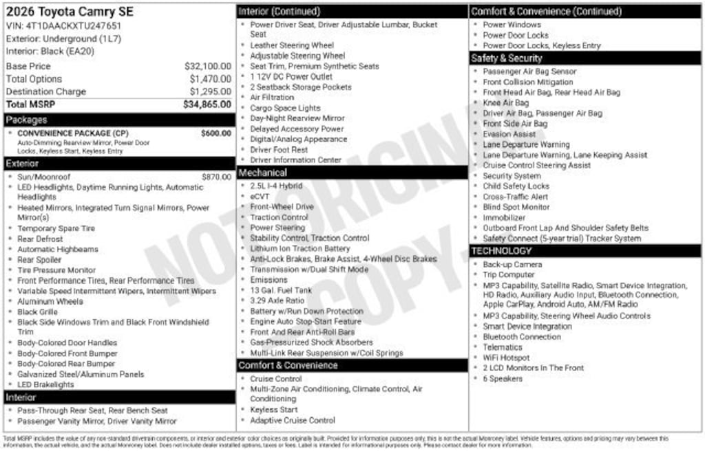 Used 2026 Toyota Camry SE Sedan