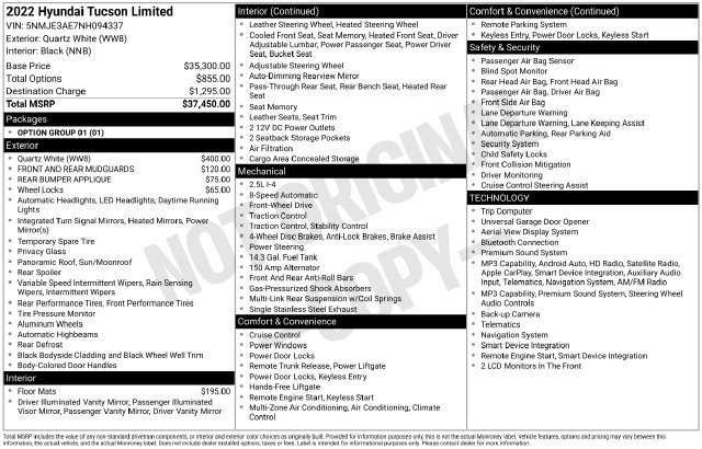 Used 2022 Hyundai Tucson Limited SUV