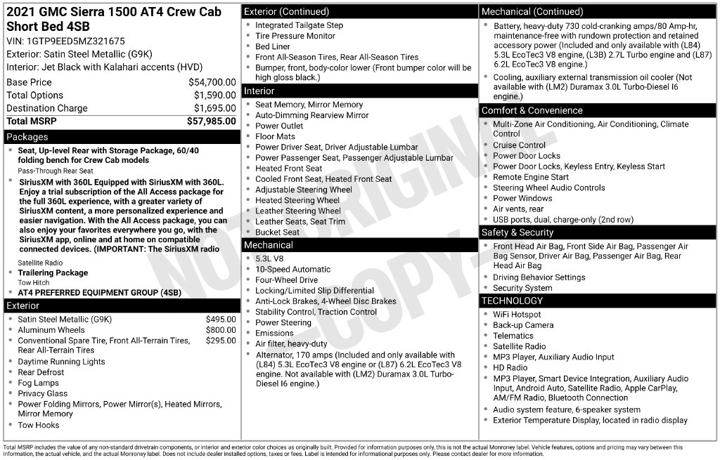Used 2021 GMC Sierra 1500 AT4 Truck