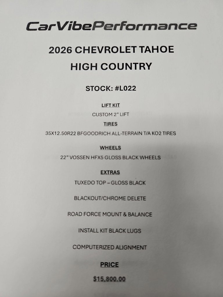 Used 2026 Chevrolet Tahoe High Country SUV