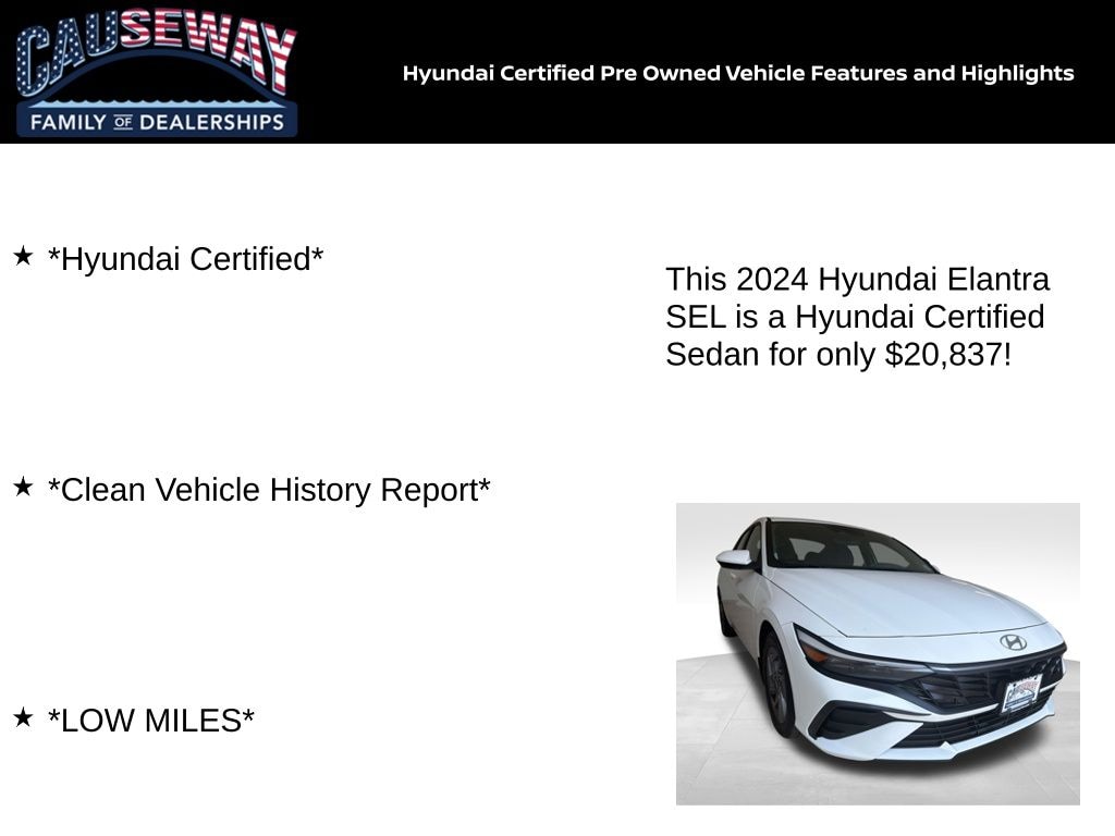 Certified 2024 Hyundai Elantra SEL Sedan