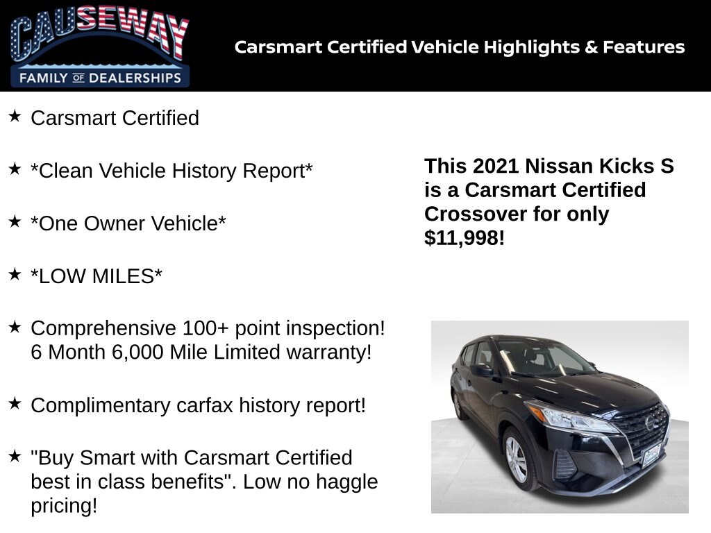 Certified 2021 Nissan Kicks S SUV