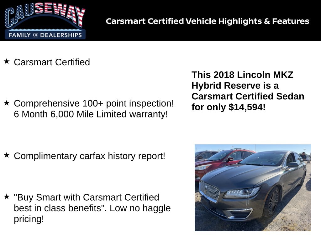 Certified 2018 Lincoln MKZ Hybrid Reserve Sedan