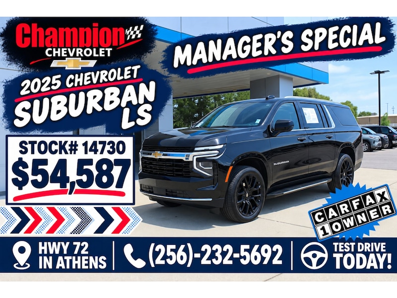 2025 Chevrolet Suburban Managers Special at Champion Chevrolet HWY 72 in Athens, AL