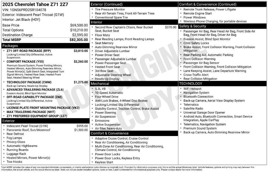 Used 2025 Chevrolet Tahoe Z71 SUV