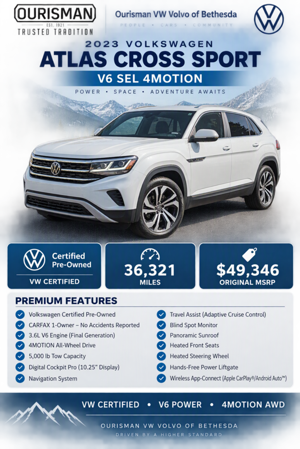 Certified 2023 Volkswagen Atlas Cross Sport 3.6L V6 SEL SUV