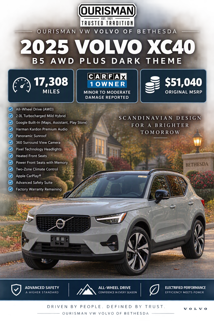 Certified 2025 Volvo XC40 B5 Plus Dark Theme SUV