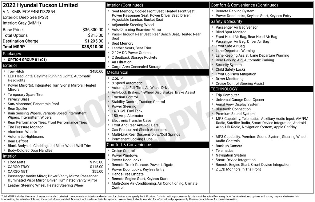 Used 2022 Hyundai Tucson Limited SUV