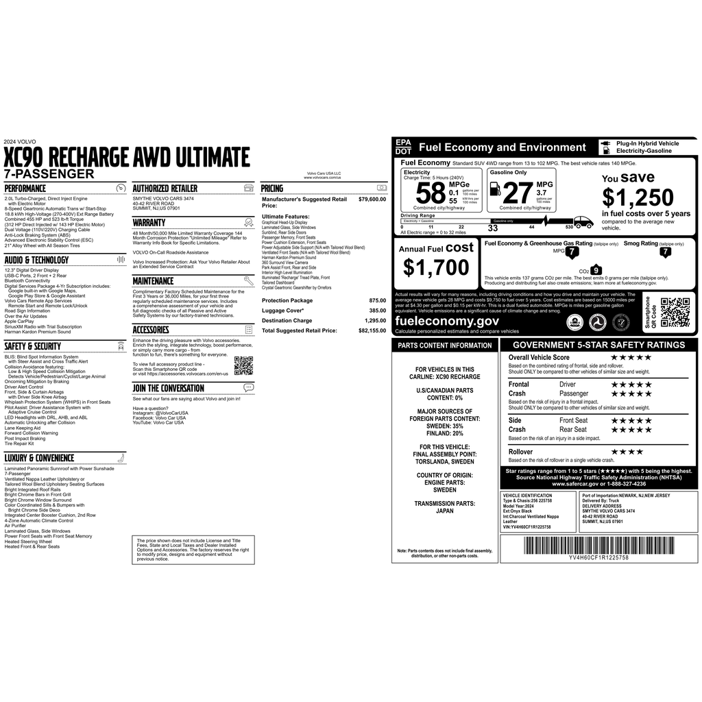 Certified 2024 Volvo XC90 Recharge Plug-In Hybrid Ultimate SUV