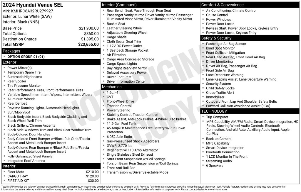 Certified 2024 Hyundai Venue SEL SUV