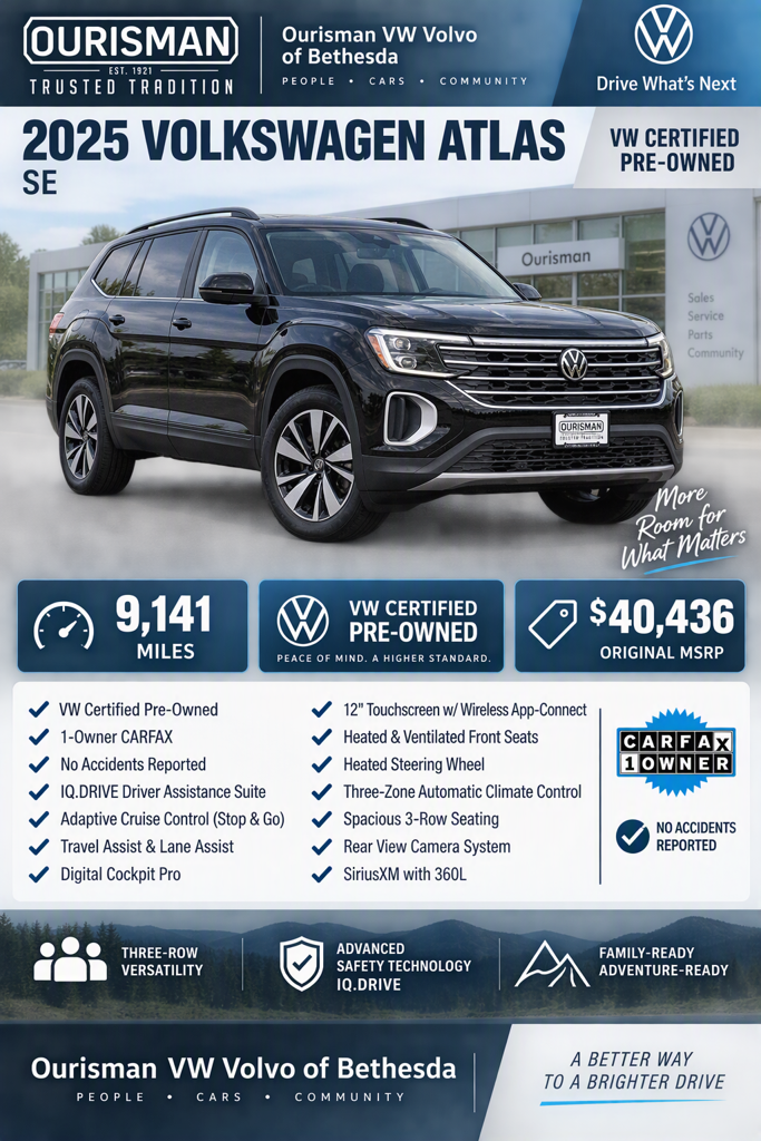 Certified 2025 Volkswagen Atlas 2.0T SE SUV