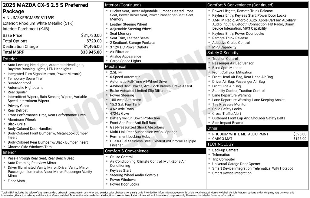Certified 2025 Mazda CX-5 2.5 S Preferred Package SUV