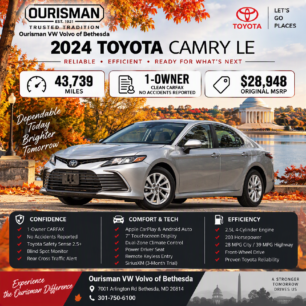 Used 2024 Toyota Camry LE Sedan