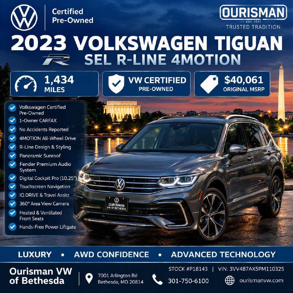Certified 2023 Volkswagen Tiguan 2.0T SEL R-Line SUV