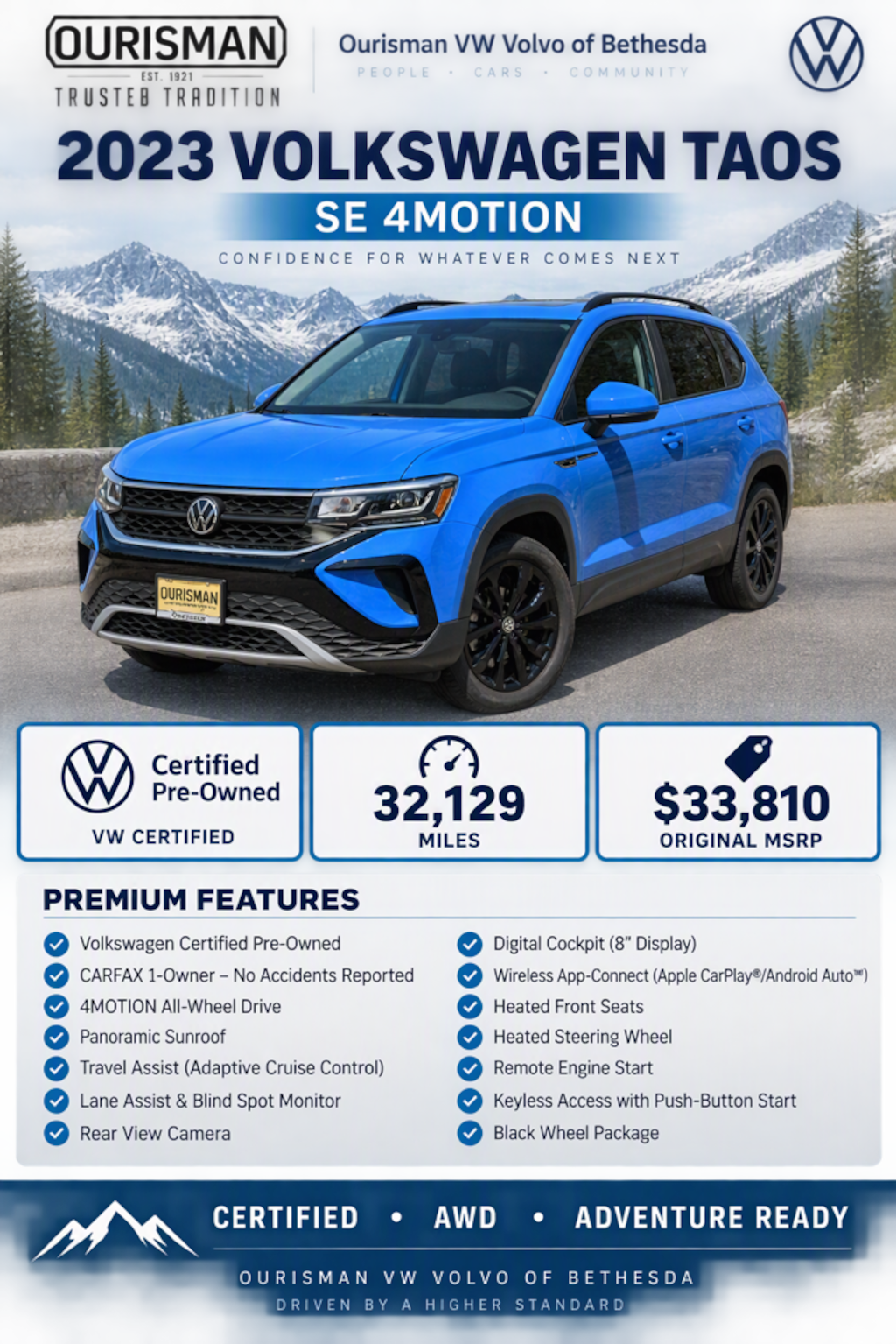 Certified 2023 Volkswagen Taos 1.5T SE SUV
