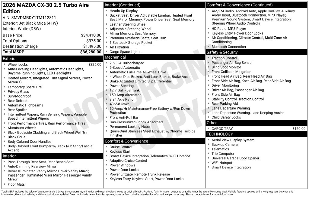 Certified 2026 Mazda CX-30 2.5 Turbo Aire Edition SUV