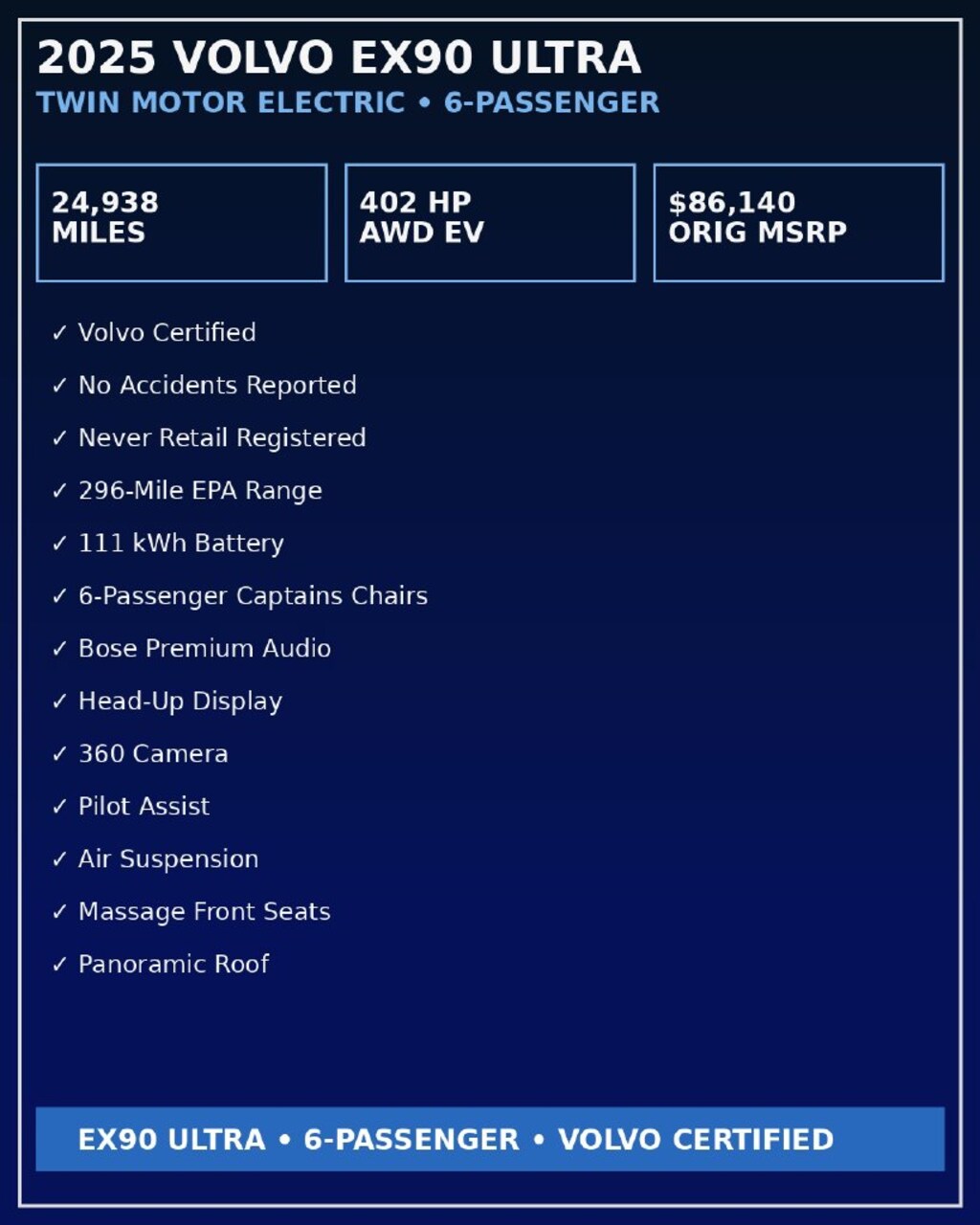 Used 2025 Volvo EX90 Twin Motor Ultra SUV