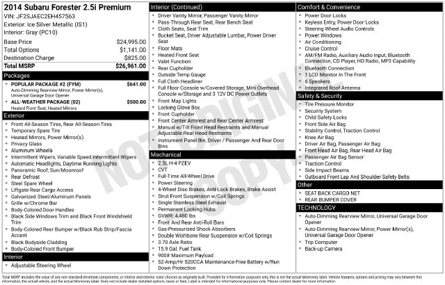 Used 2014 Subaru Forester i Premium with VIN JF2SJAEC2EH457563 for sale in Bay Minette, AL