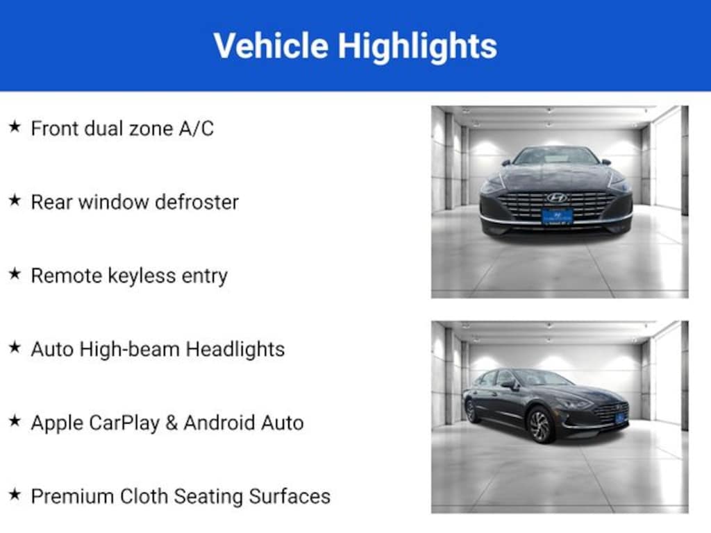 Used 2022 Hyundai Sonata Hybrid Blue Sedan