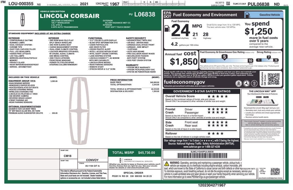 Used 2023 Lincoln Corsair Standard