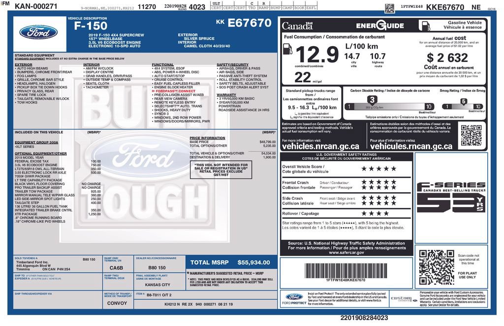 Used 2019 Ford F-150 XLT with VIN 1FTFW1E48KKE67670 for sale in Albion, MI