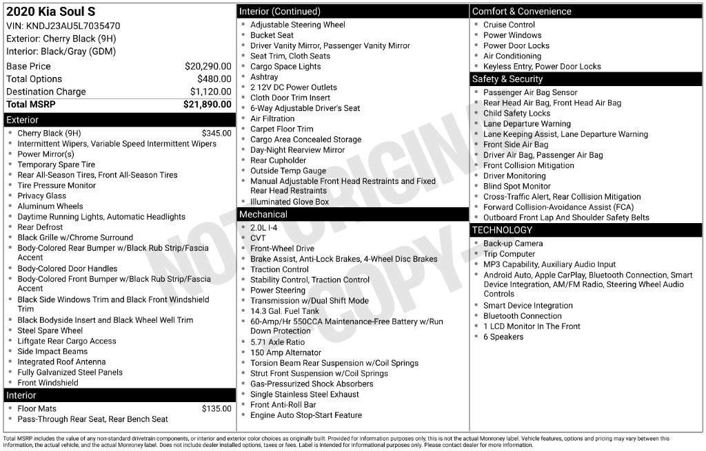 Used 2020 Kia Soul S with VIN KNDJ23AU5L7035470 for sale in Albion, MI