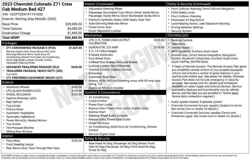 Used 2023 Chevrolet Colorado 4WD Z71 Truck