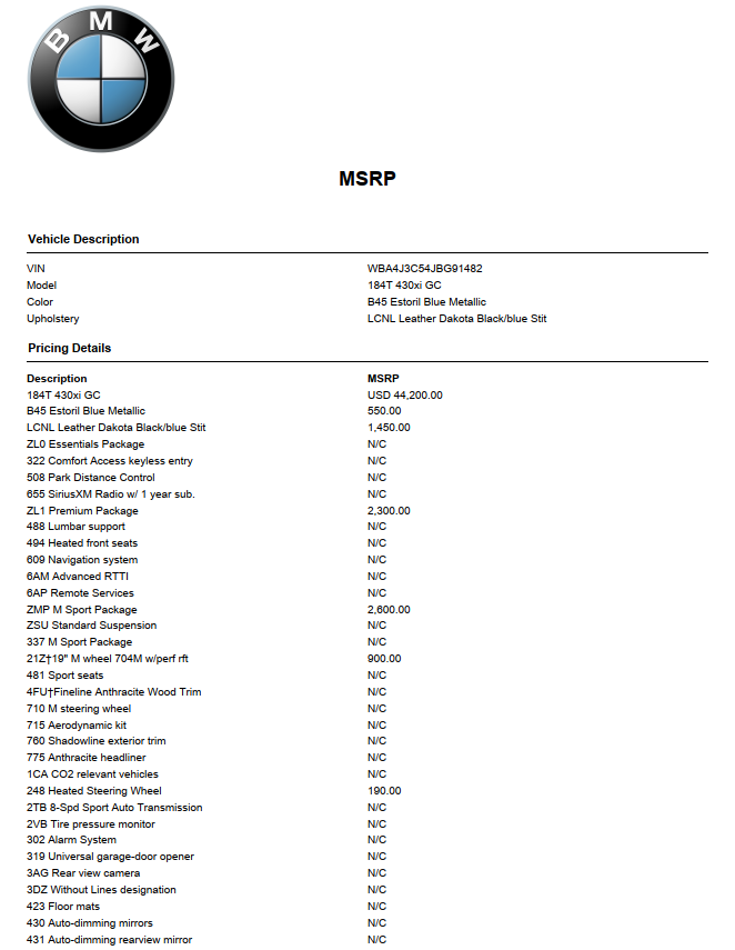 2018 BMW 4 Series