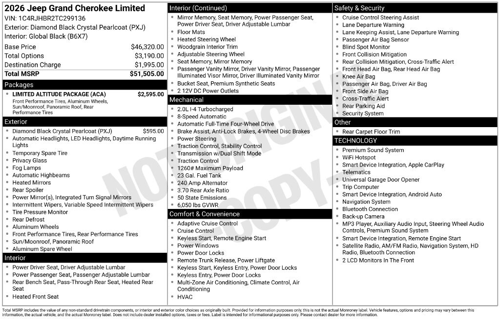 New 2026 Jeep Grand Cherokee LIMITED 4X4 Sport Utility