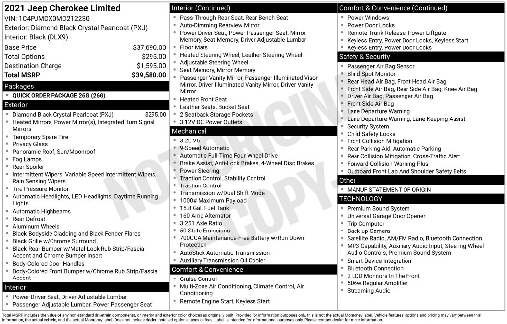 Used 2021 Jeep Cherokee Limited SUV