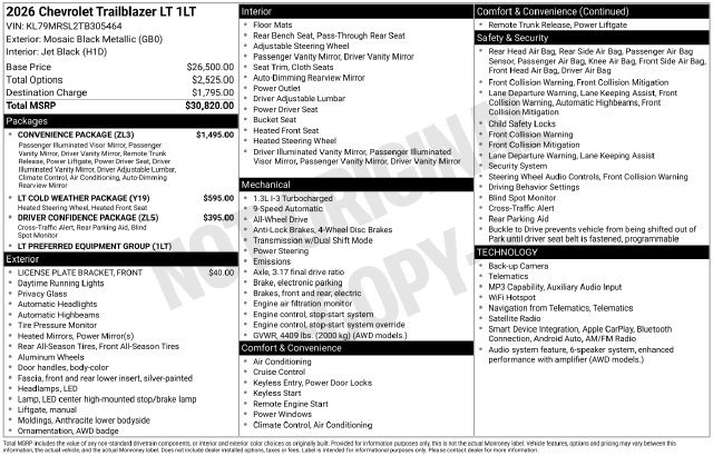 New 2026 Chevrolet Trailblazer LT SUV