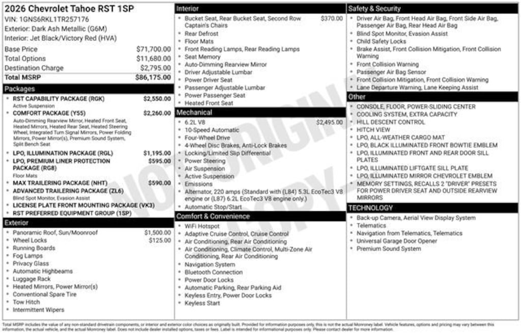 New 2026 Chevrolet Tahoe RST SUV