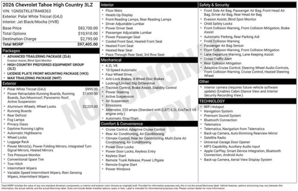 New 2026 Chevrolet Tahoe High Country SUV
