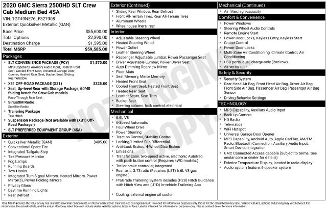 Used 2020 GMC Sierra 2500 HD SLT Truck Crew Cab