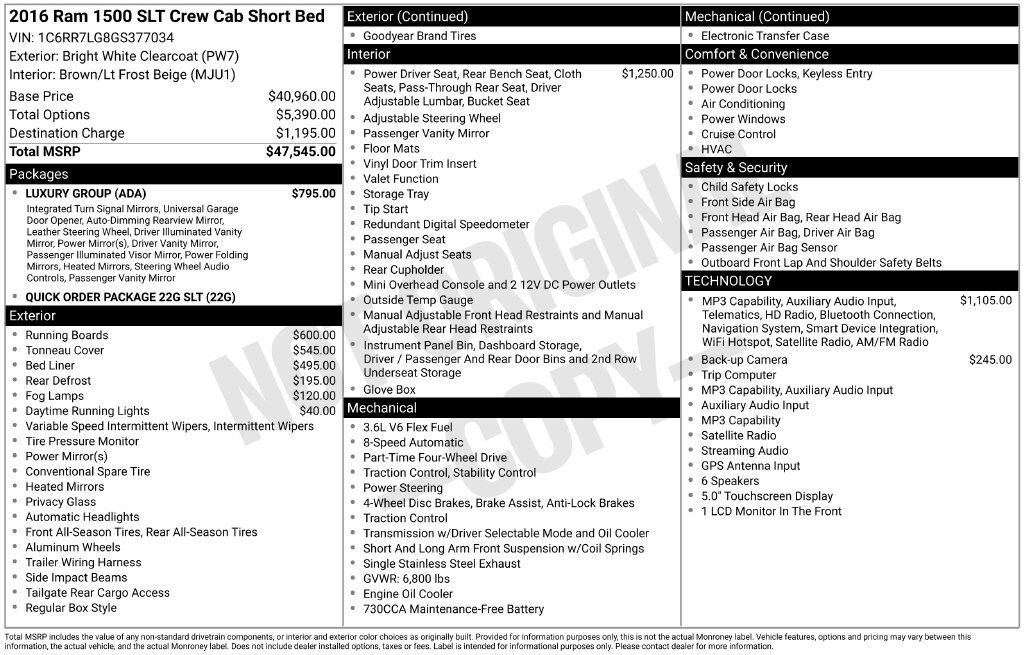 Used 2016 Ram 1500 SLT Truck