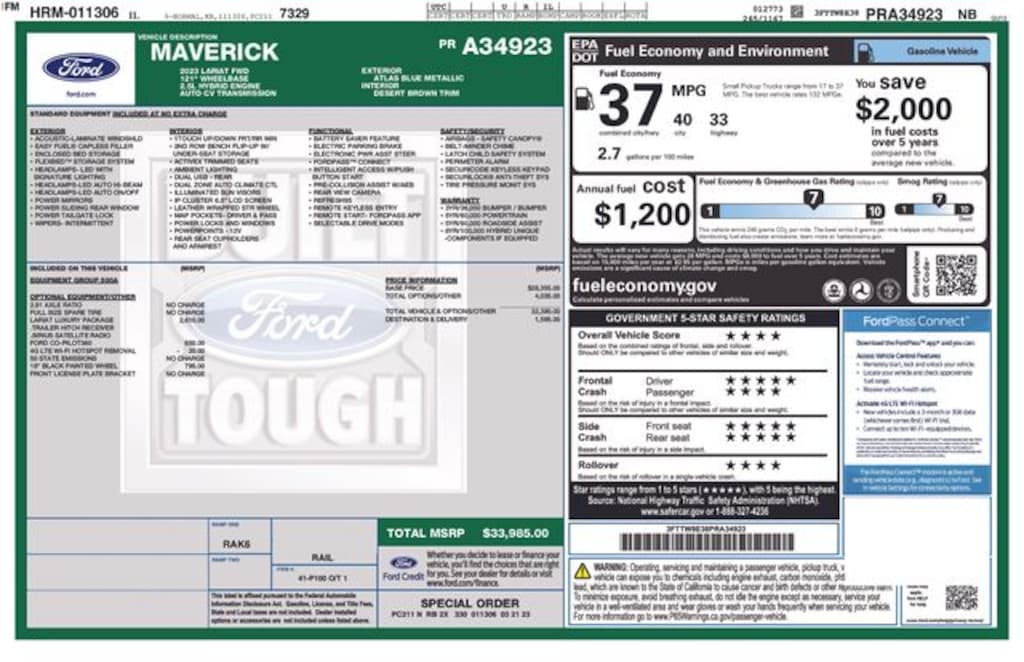 Used 2023 Ford Maverick Lariat Truck