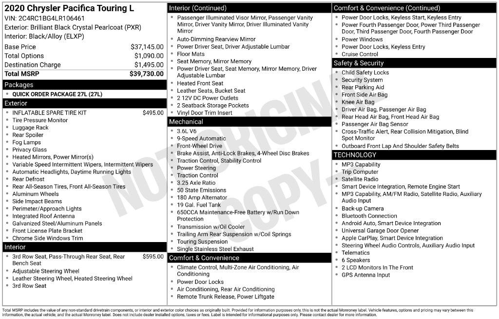 2020 Chrysler Pacifica Touring L