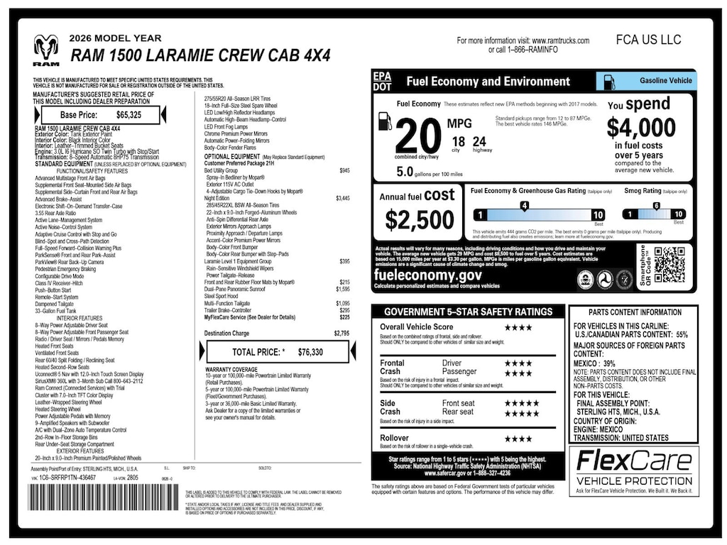 New 2026 Ram 1500 Laramie Pickup