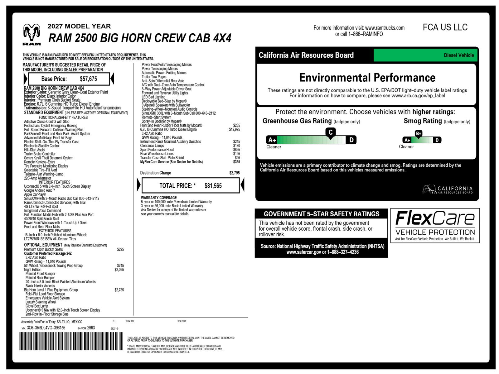 New 2027 Ram 2500 Big Horn Pickup