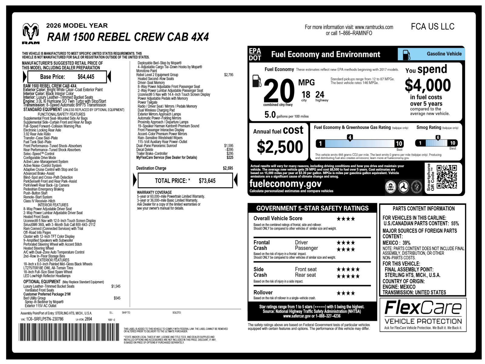 New 2026 Ram 1500 Rebel Pickup