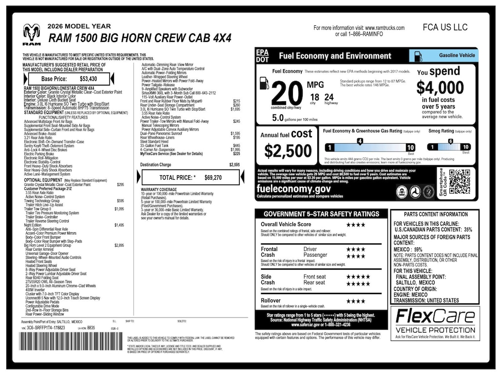 New 2026 Ram 1500 Big Horn/Lone Star Pickup
