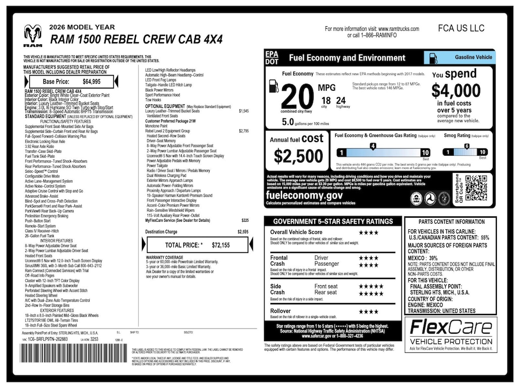New 2026 Ram 1500 Rebel Pickup