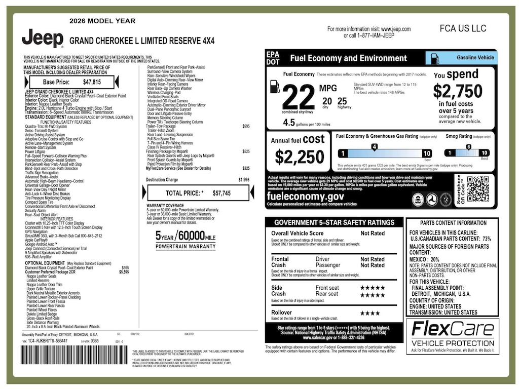 New 2026 Jeep Grand Cherokee L Limited Sport Utility