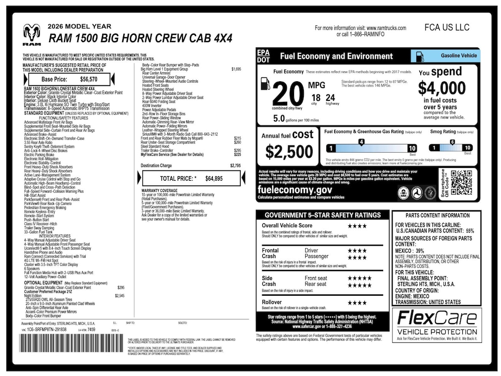 New 2026 Ram 1500 Big Horn/Lone Star Pickup