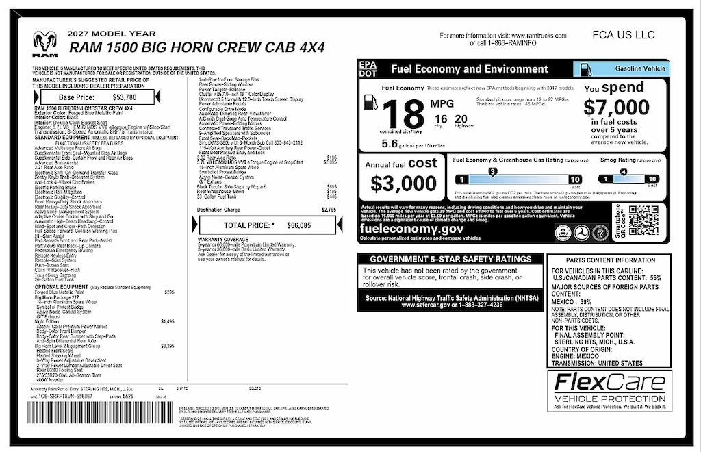 New 2027 Ram 1500 Big Horn Pickup