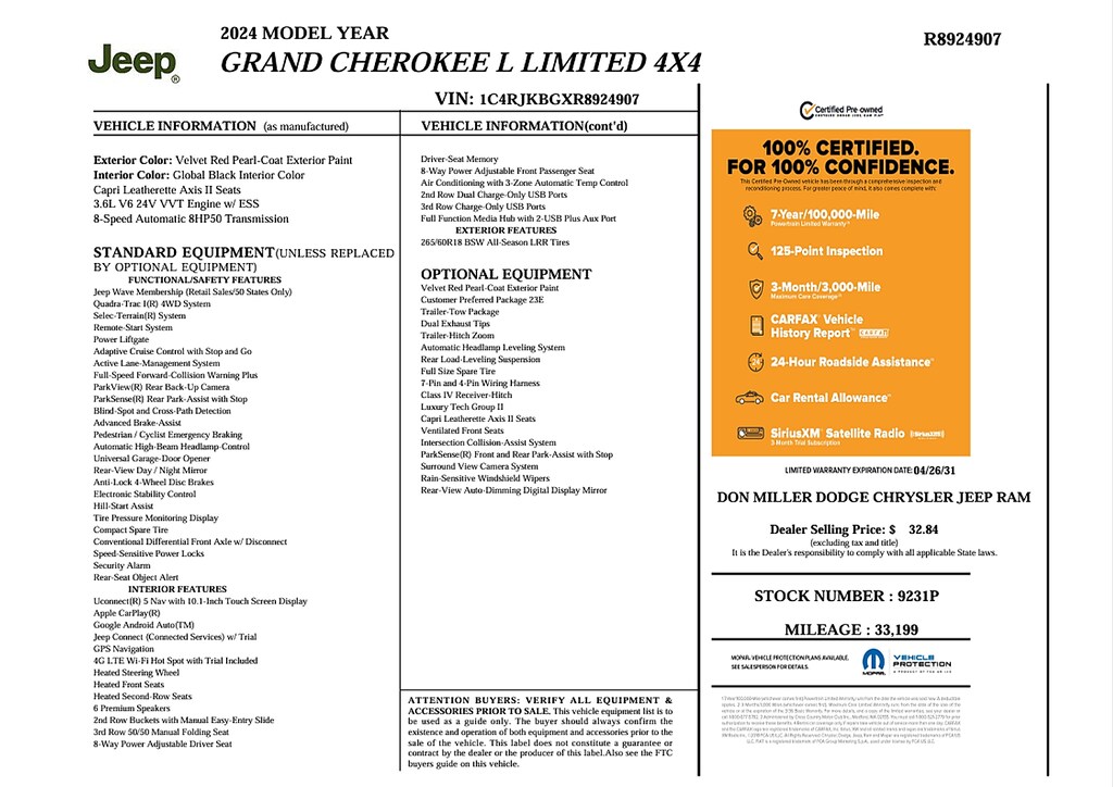 Used 2024 Jeep Grand Cherokee L Limited 4x4