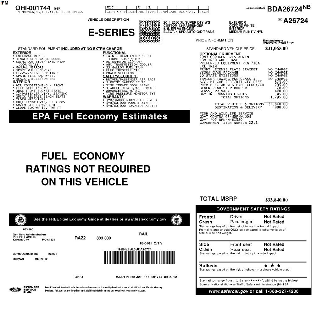 Used 2011 Ford Econoline Wagon XL E-350 Super Duty XL